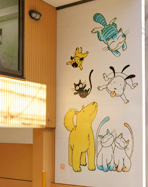 高橋犬猫病院の壁の絵